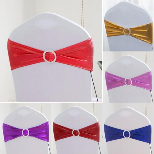 10pcs Stretch Lycra Spandex Chair Covers Bands With Round Buckle Slider For Wedding Decorations Wholesale Chair Sashes Bow
