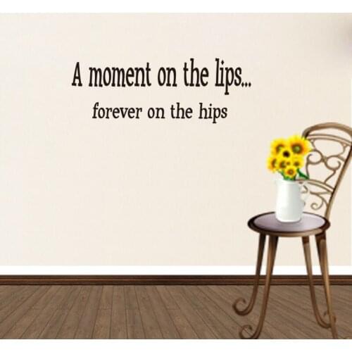 18*57cm wall stickers Living room Decals Creative quote ''A moment on the lips,forever on the hips''ZYVA-8279