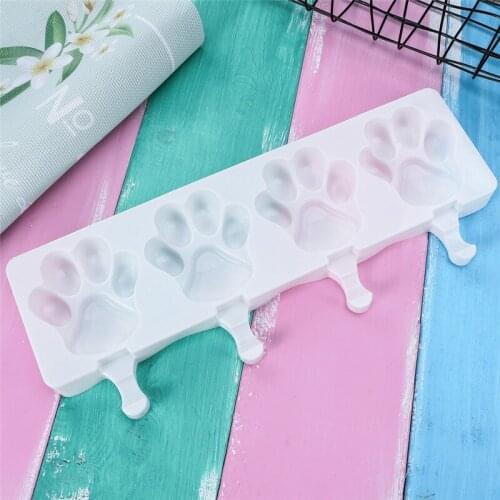 2020 Ice Cream Mold 4 Hole Funny Popsicle Mold Ice Cream Mould DIY Candy Chocolate Soap Jelly Moulds Tray with 10pcs Sticks