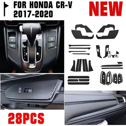 28 Pcs/set ABS Carbon Fiber Car Sticker Fit For Honda CR-V 2017-2019 Gear Shift Frame Cover Trim Interior Mouldings Accessories