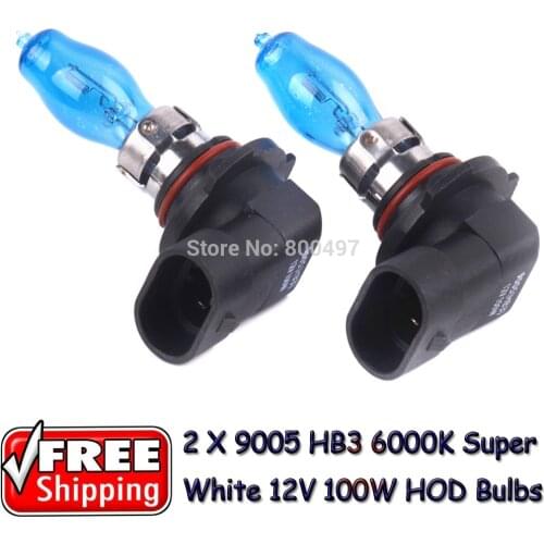 2 x 9005 HB3 12V 6000K 100W Super White Auto Car HOD Halogen Bulbs Lamps Headlight Bulbs