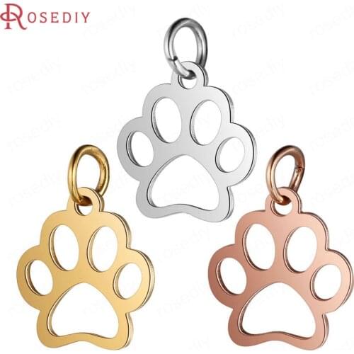 37237)10PCS 15x16MM Quality Gold Color Stainless Steel Dog Claw Charms Pendants Jewelry Making Supplies Findings Accessories