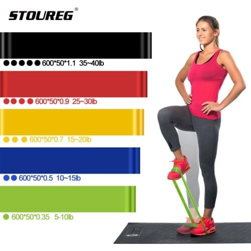 5 Levels Yoga Resistance Rubber Bands Sport Training Workout Loops Latex Elastic Bands Fitness Equipment 0.35-1.1mm