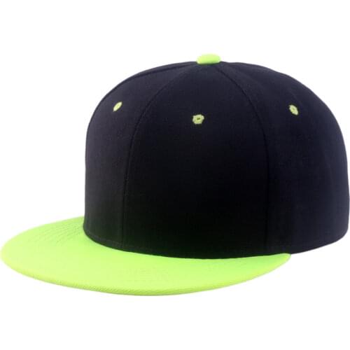 Cool Patchwork Solid Twill Snapback Hats Mens Flat Bill Baseball Cap for Women Lime Green Black White Blue Camo