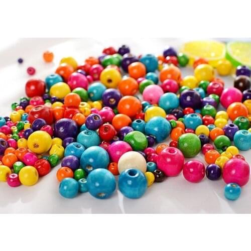50Pcs Mixed Random Loose Space Beads For Jewelry Marking Bracelet Charm Needlework Wooden Beads Accessories Jewelry Finding