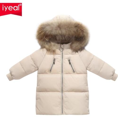 IYEAL Children Down Jacket Parka For Boys Girls Winter Down Coat Baby Winter Feather Snow Wear Kids Baby Warm Outerwear Snowsuit