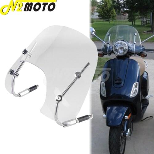 Clear Motorcycle Front Windshield Wind Deflector Cover Windscreen w/ Mount Bracket Kit for VESPA Sprint 150 All Years