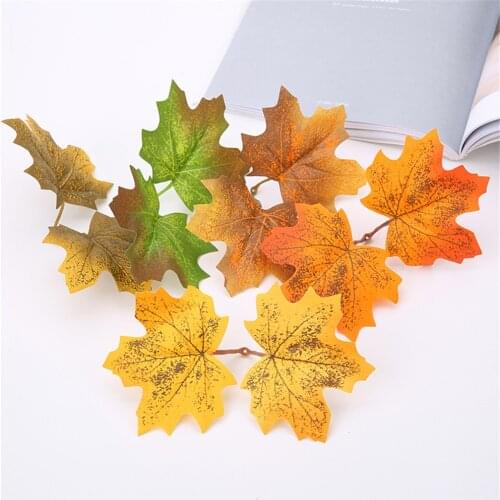 10Pcs Artificial Maple Leaves For Christmas Decoration Autumn Fake Leaf For Wedding Decoration Craft Thanksgiving Day Home Decor