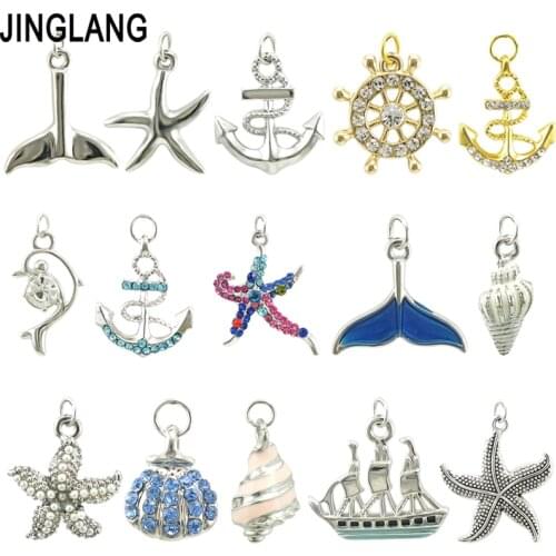 JINGLANG Natural Turtle Charm Pendants for Ocean series jewelry making Accessories 30 pcs
