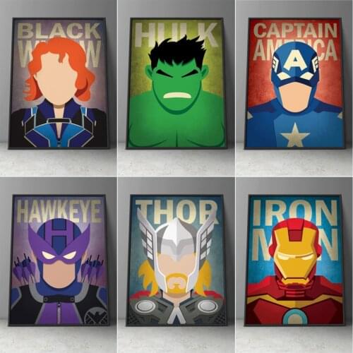 Marvel Superhero Avengers Canvas Painting Hulk Captain America Anime Posters and Prints Cartoon Wall Picture for Kids Home Decor