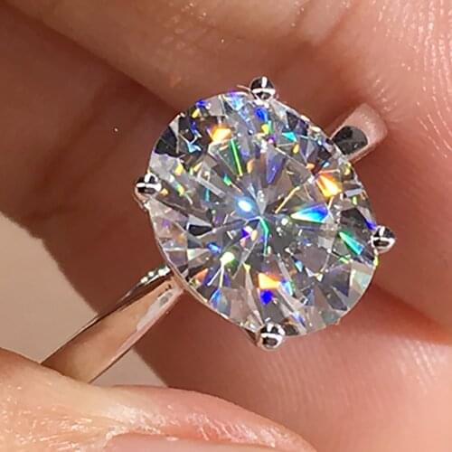 18K Au750 White Gold Women Ring Moissanite Diamonds 1 2 3 4 5 Carat Oval Wedding Party Engagement Anniversary Ring Trendy