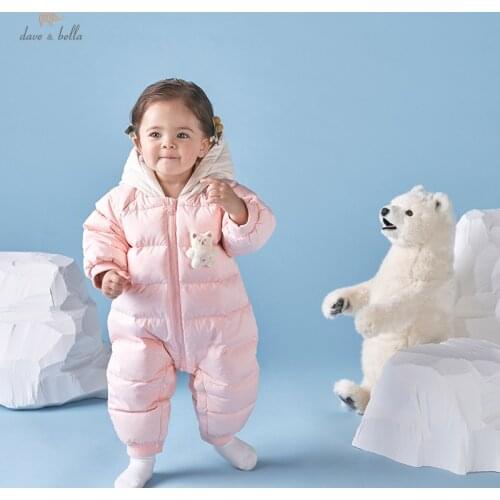 DBX19299 dave bella winter new born baby unisex fashion cartoon down jumpsuits infant toddler clothes children romper 1 piece
