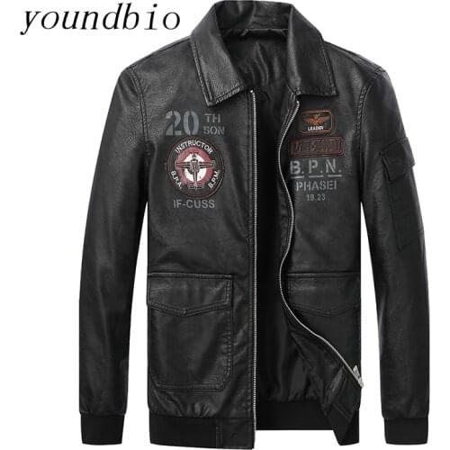 Spring and Autumn Leather Jacket Men Streetwear Motorcycle Bomber Jackets Casual Military Male Outwearjacket Mens Leather Coats