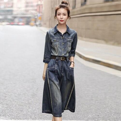 Summer Dress Denim Dress Female Casual Spring New Slim Slimming Shirt One-Piece A-Line Skirt Dresses For Women 2021 Autumn 153