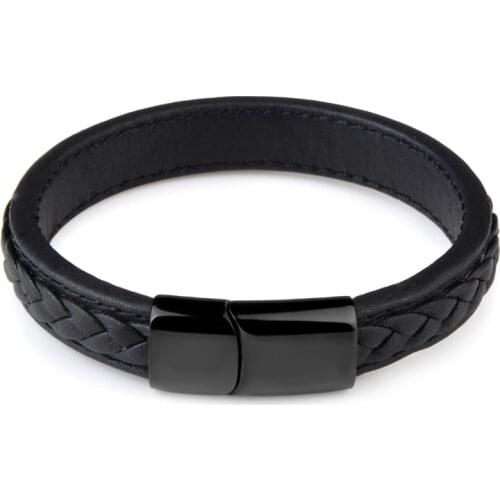 Fashion Stainless Steel Leather Bracelet Magnetic Clasp Charm Handmade Braided High Quality Accessories Gifts For Men