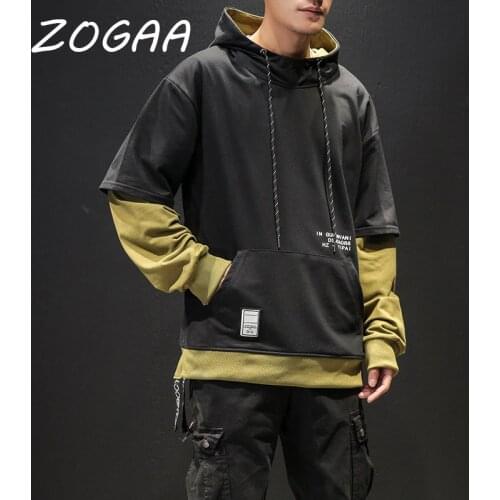 ZOGAA Autumn New Arrival Men Sweatshirt Fashion Patchwork Hoodies Mens Casual Letter Hoodies Hip Hop Hooded Sweatshirts US Size