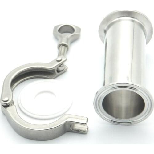 Sanitary Pipe Fitting Set 1.5" 38mm OD Sanitary Spool Tube 50.5mm Ferrule +PTFE Gasket +Tri Clamp Length 12" 305mm