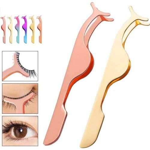 Stainless Steel Eyelash Eyebrow Tweezer Flase Eyelash Nipper Eyelash Assistant Tools Face Beauty Makeup Tools E1152