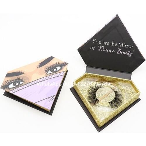 New Purple Mask Diamond Eyelash Cases Wholesale 3D 20MM Crisscross Mink Eyelashes Custom Lashbox Packaging With Logo