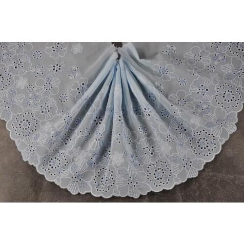 New 3 Meters/lot Chiffon Flowers Lace Trim Sewing Supplies Dress Decoration Blue Lace Fabric Applique 18cm Width