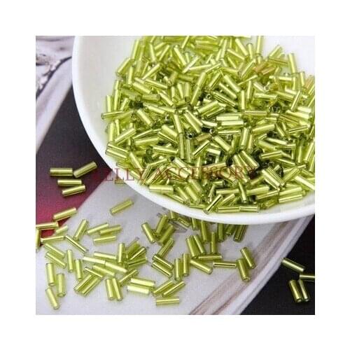Wholesale New Fashion 2*6MM 200G/ LOT Yellow Green Tube Glass Seed Loose Spacer Beads, Jewelry DIY Making Crafts Charms Beads