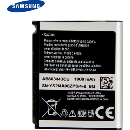 Original Samsung Battery AB603443CU For S5230C F488E GT-S5233 G800 S5230 F539 G808E L870 W159 S7520u Battery 1000mAh