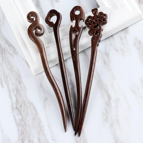 1PC Chopstick Hair Stick Hairpins Handmade Sandalwood Wood Carved Hair Styling Tools Hairpin Women Retro Hair Accessories