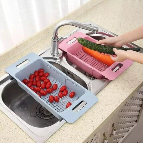 Plastic Retractable Vegetable Fruit Washing Drain Basket Household Storage Rack Rack Kitchen Sink Drying Organizer Drain Rack