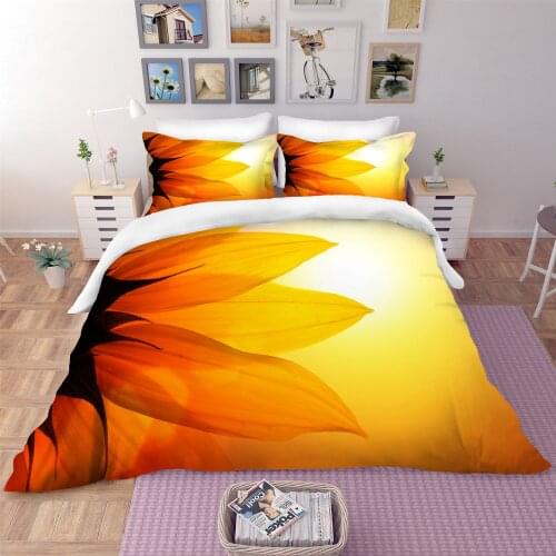 Sunflower Pattern 3D Home Textile Quilt Cover Pillowcase Simple Boy And Girl Bedding Set Single Double Bed