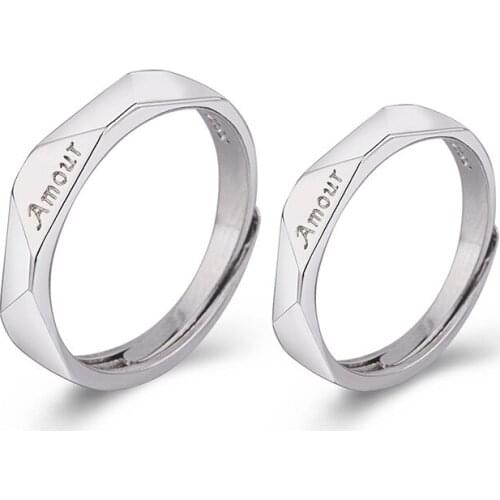 MIQIAO Silver Plated French Letter Amour I Love You Couple Matching Rings for Women Men Lover Friends Gift Fashion Jewelry Vinta