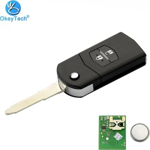 OkeyTech Flip Folding 2 Button 315/433Mhz 4D63 Transponder Chip Uncut Blank Blade Remote Control Car Key Fob For Mazda 3 6 M3 M6