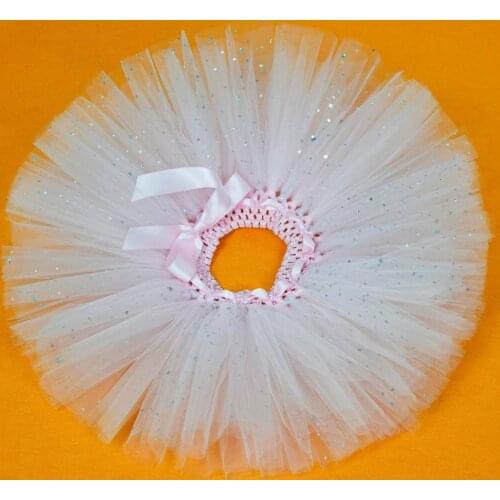 Baby Girls Light Pink Glitter Fluffy Tutu Skirt Baby First Birthday Party Clothes Infant Toddler Shower Tulle Skirt Cake Smash