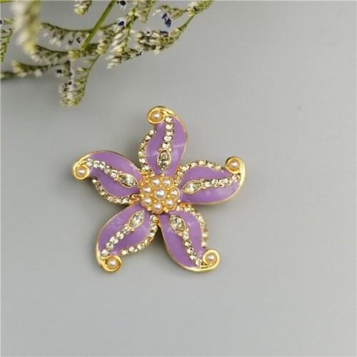 Retro drip starfish brooch delicate alloy set auger pearl brooches enamel pins female clothing by hand
