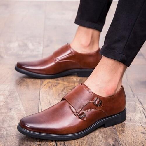Luxury Fashionn High Quality Monk Strap Leather Shoes Men Slip-on Casual Loafers Business Formal Dress Footwear Zapatos Hombre