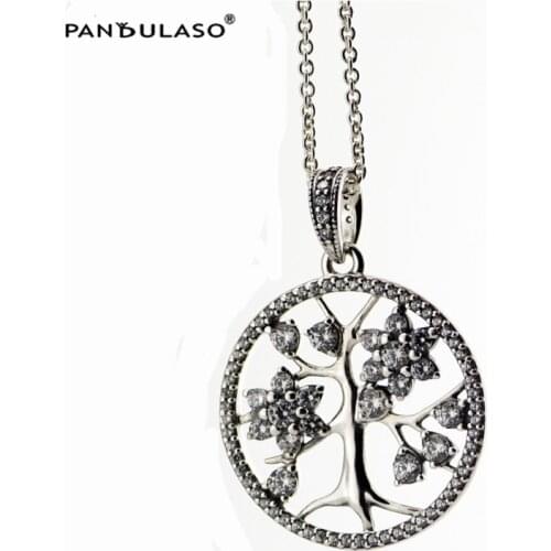 Family Tree Necklace & Pendant Fits Original European Charms Sterling Silver Necklace For Woman DIY Fashion Jewelry