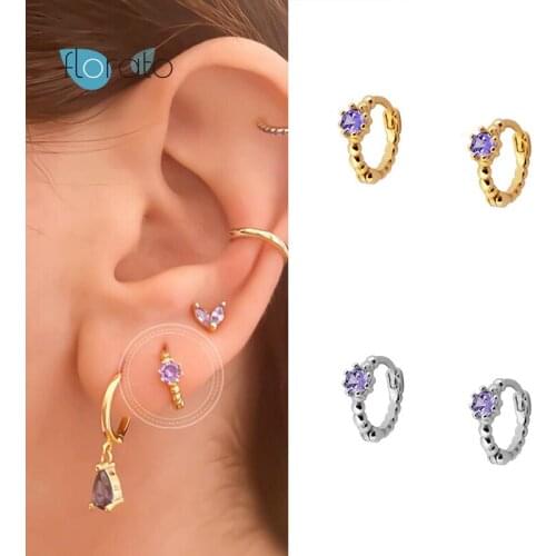 925 Silver Ear Buckle Colorful Crystal Circle Hoop Earrings for Women Luxury CZ Huggie Earrings Fashion Females Jewelry Gift