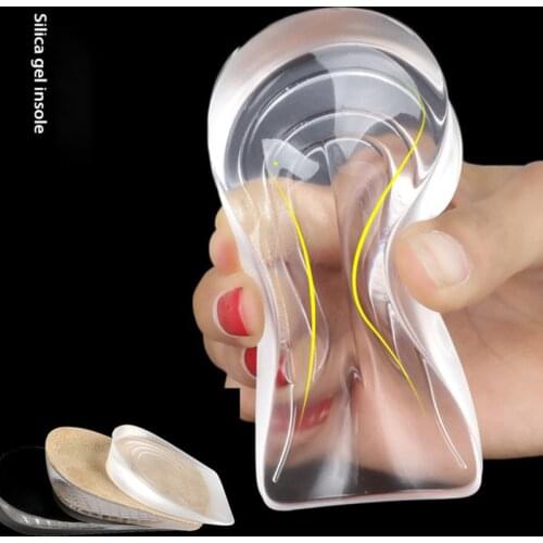 Silicone Gel Height Increase Insole Heel Lifting Inserts Shoe Foot Care Protector Elastic Cushion Arch Support Insert For Unisex