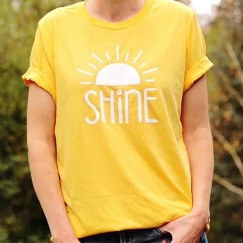 Sun Shine Funny Graphic 90s Aesthetic Women Tshirt Fashion Christian 100% Cotton Female Clothing Crew Neck Short Sleeve Top Tees
