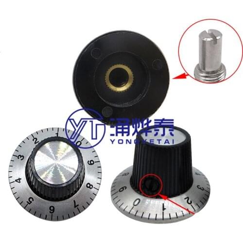 YYT 2PCS Potentiometer band switch knob cap with scale number C2 lock screw size 29X18MM inner hole 6MM