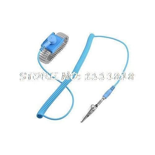 Grounding Anti Static ESD Adjustable Alloy Band Wrist Strap w Blue Cable