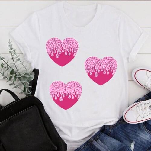 Women Clothes Cartoon Love Printing Cute Leopard Cute Summer Print Fashion Tshirt Female Short Sleeve Tee Top Graphic T-shirt