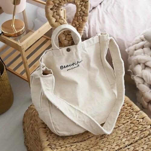 Ladies shoulder bag casual canvas lady bag stylish monogram shoulder cross-body bag simple large capacity hand-held cloth bag