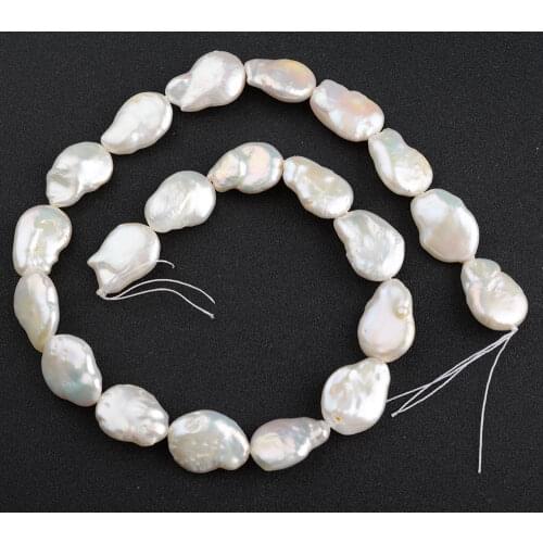 Womens 15x20mm Natural White Keshi Pearl Fancy Loose Beads Strand 15"