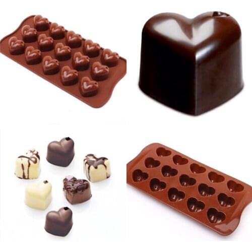 1Pcs 15-cavity hearts silicone cake Chocolate Mold Jelly Mold Cake Moulds Bakeware