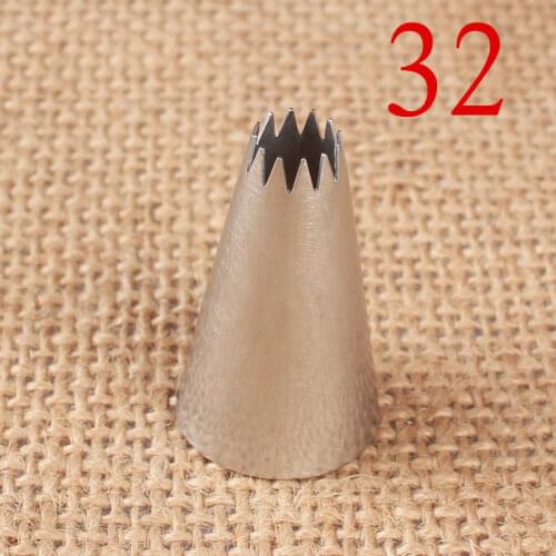 32# Open Star 12-Tooth Cream Decorating Mouth 304 Stainless Steel Baking DIY Tool Small Number
