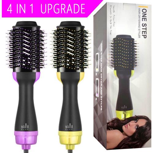 New 4 In 1 Curler One Step Hair Volumizer Salon Dryer Styler Hot Heat Air Comb Straightener Brush Negative Ion Generator Tools