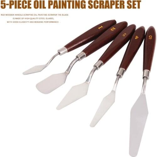 5Pcs / Set Stainless Steel Spatula Kit Palette Gouache Supplies For Oil Painting Knives Fine Arts Painting Tool Kit GQ