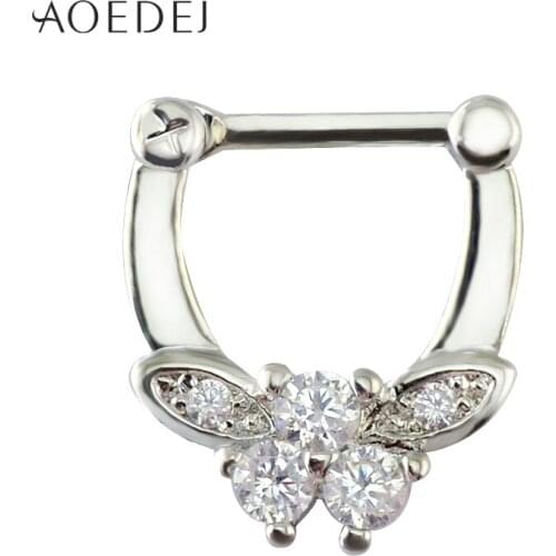 AOEDEJ 1 Pc New Design Butterfly Septum Ring Nose Cilp On Hoop Rings Septum Clicker Piercing Hanger Clip On Piercing Jewelry