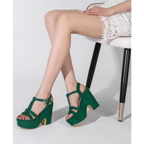 BLXQPYT Zapatos De Mujer 2021 Thick Bottom Muffin Sandals Buckle Strap Party Wedding Shoes High Heel Womens Platform Heels 6-10