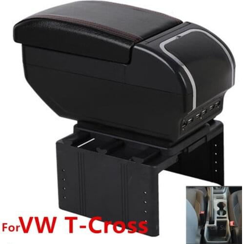 For VW T-Cross armrest box central Store content box products interior Storage accessories
